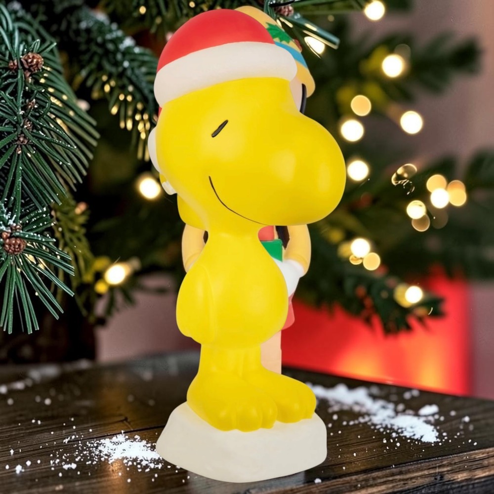 Blow Mold Decor Woodstock In Santa Hat Peanuts 22 in NEW